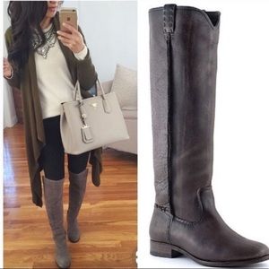 FRYE CARA RIDING WESTERN LEATHER KNEE HIGH BROWN GREY BOOTS NIB SZ 6.5